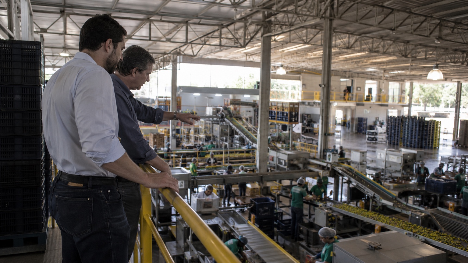 Gestores observando diretamente uma operação produtiva